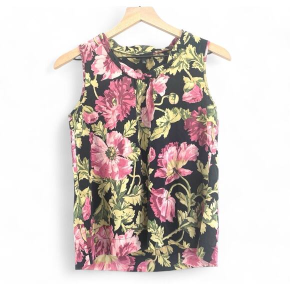 TALBOTS Petites Sleeveless Blouse 4P Silk Blend Floral Tank Top Resort‎ Career - Picture 1 of 8